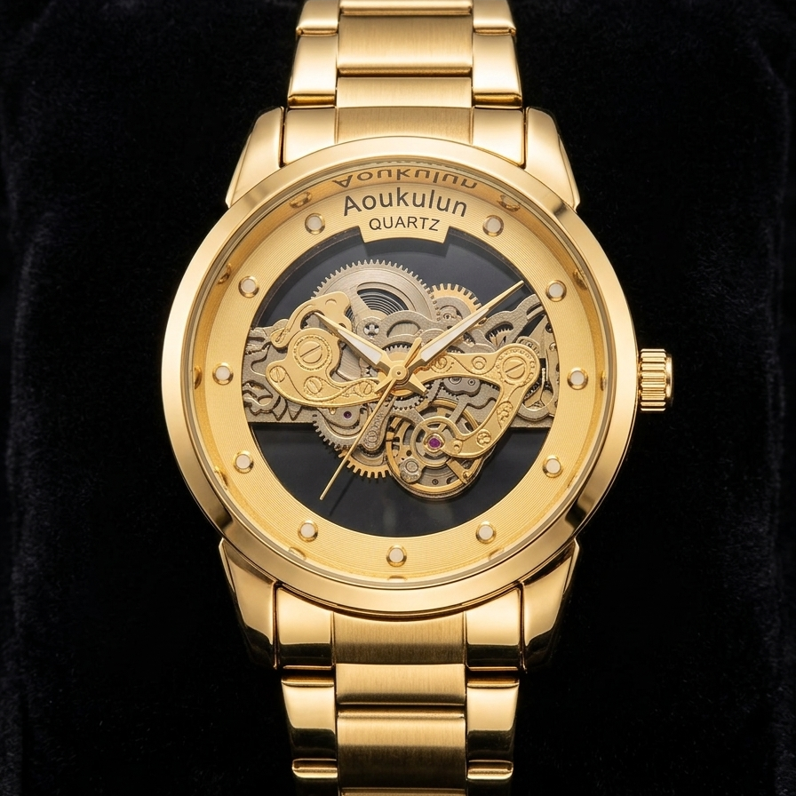 Luxury Blue Skeleton Watch Premium Quartz Men’s Watch Stylish Stainless Steel Watch Elegant Men’s Wrist Watch Modern Luxury Timepiece Classic Blue Quartz Watch Fashionable Men’s Watch Premium Designer Watch