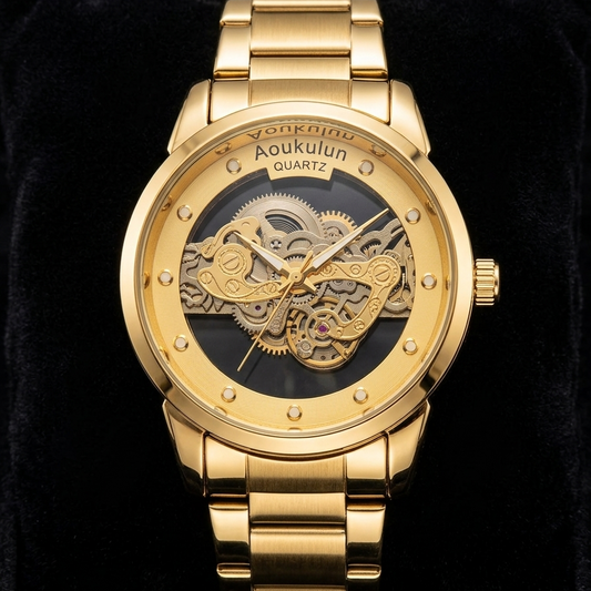 Luxury Blue Skeleton Watch Premium Quartz Men’s Watch Stylish Stainless Steel Watch Elegant Men’s Wrist Watch Modern Luxury Timepiece Classic Blue Quartz Watch Fashionable Men’s Watch Premium Designer Watch